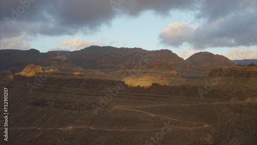 Arid and rocky mountains of the volcanic Canary Islands. Global warming concept