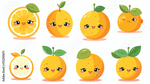 Orange tropical and exotic fruit kawaii character 