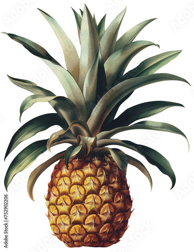 Pineapple isolated on transparent background old botanical illustration (ID: 752902206)