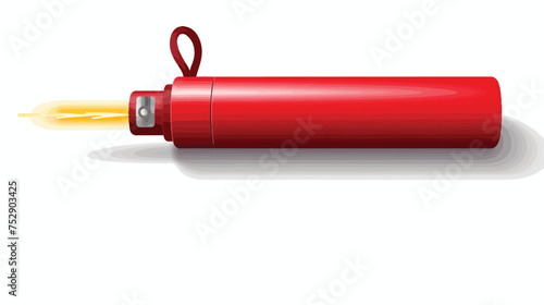 Red dynamite stick icon with burning fuse and shadow