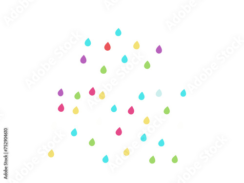 Illustration of colorful rain falling. Isolated png transparent background image.