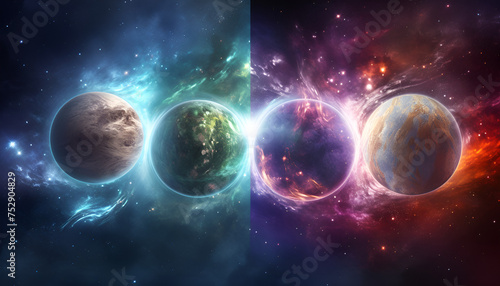 Planets galaxy and nebula in outer space. different planets in the space Abstract cosmic background with stars