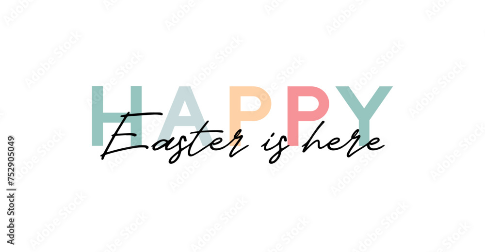 Happy easter lettering. Cute hand drawn illustration, card template