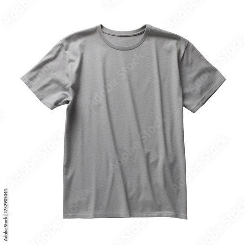 Blank plain slim fit t shirt front view heather grey color isolated on white background, ready for mock up template ,PNG, cutout, or clipping path. 