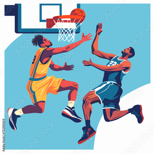 Two basketball players in action during the game