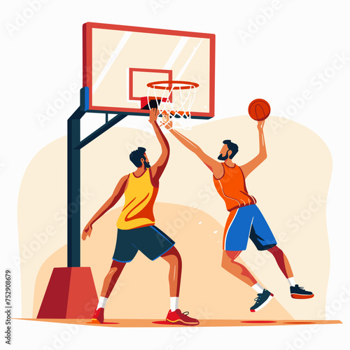 Two basketball players in action during the game