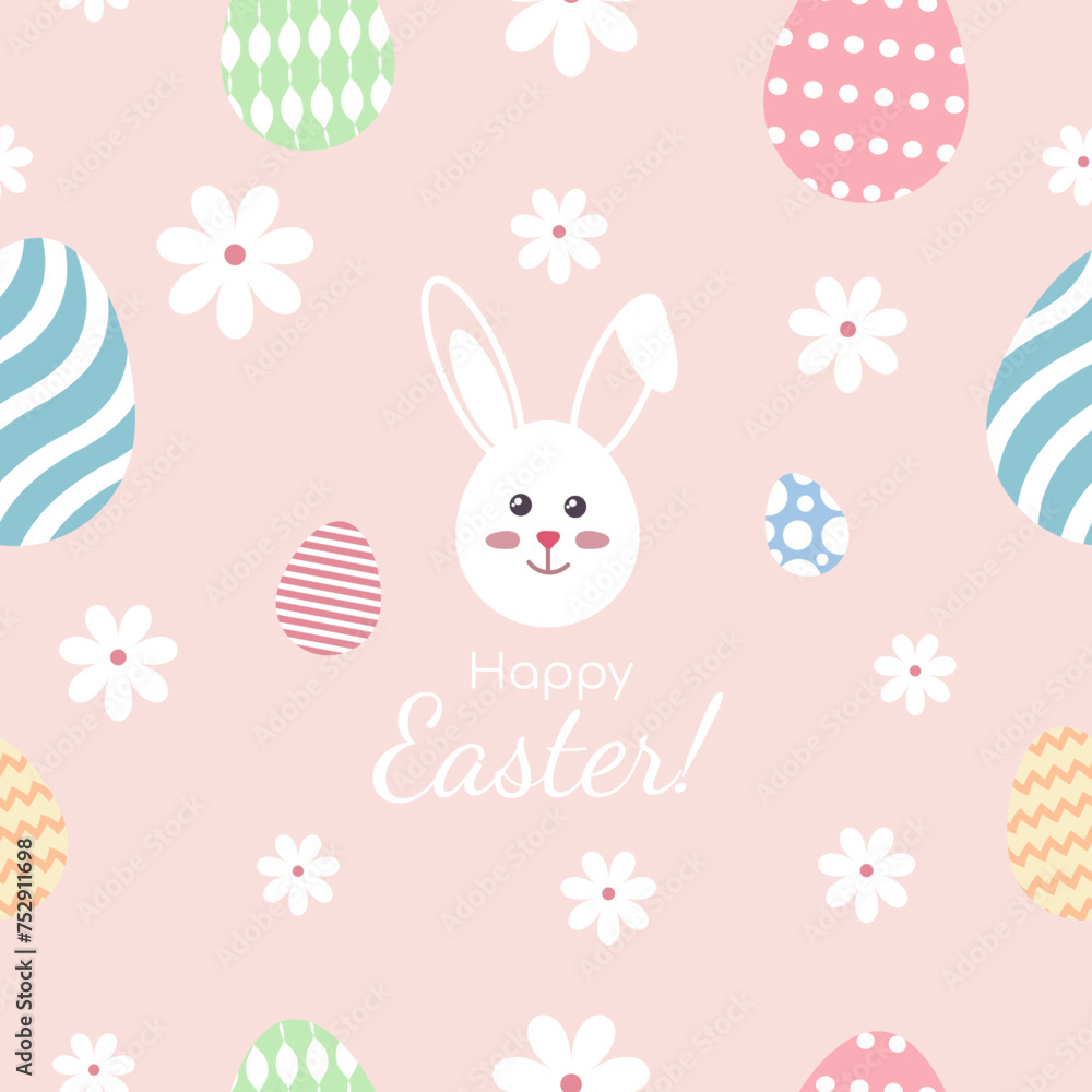 the easter flat cute pattern with white rabbit and colorful eggs the easter flat cute pattern with white rabbit and colorful eggs