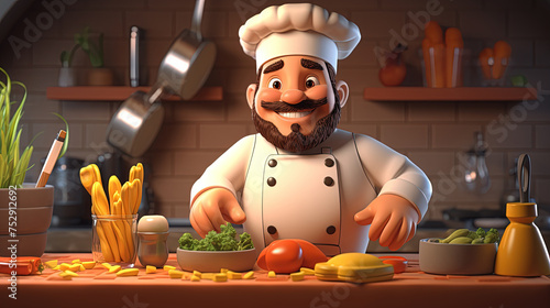 Fun in Promoting Culinary, Charming 3D Chef Characters that Demonstrate Cooking Skills