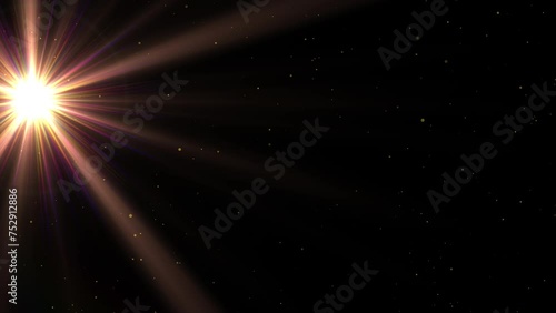 Dust Particles with Flare on Black Background