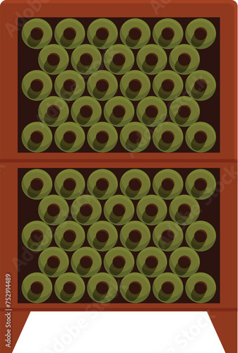 Wine production drawer icon cartoon vector. Wooden furniture. Cellar wine maker
