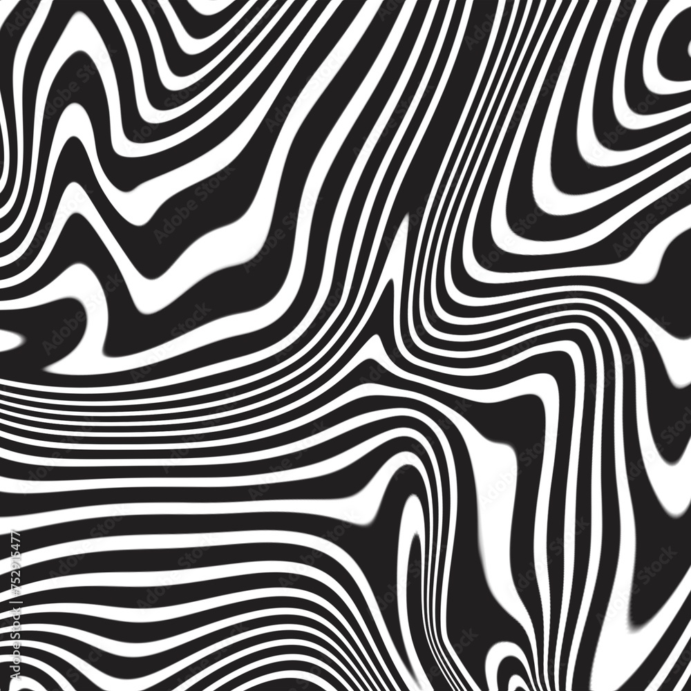  Seamless waves lines pattern, black and white stripes.Optical illusion zigzag effect.Geometric tile in op art. Futuristic and vibrant design.