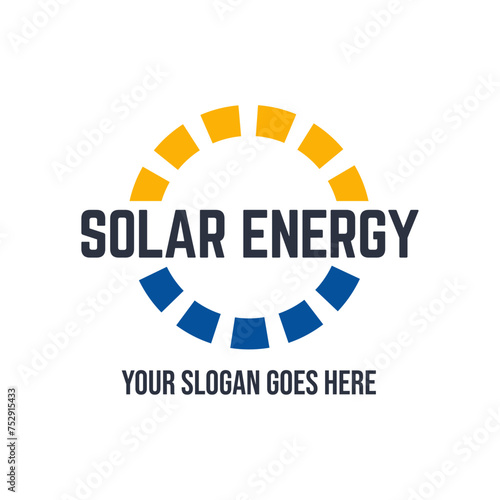 Solar energy logo design. Sun and solar panel abstract symbol. Sun power logo
