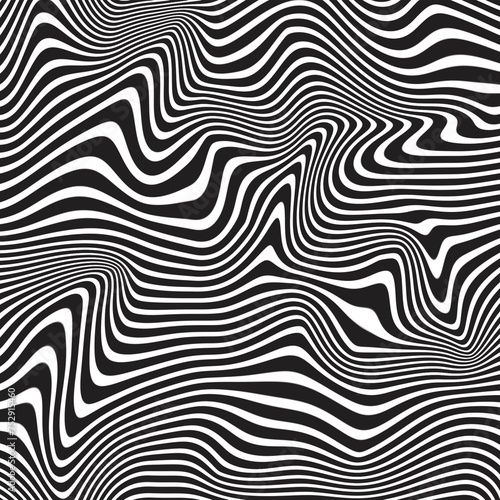 Linear Waves: Black Lines on White Background photo