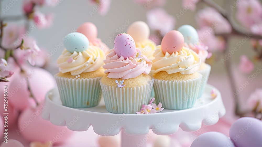 Easter-Themed Cupcakes with Pastel Icing Easter-Themed Cupcakes with Pastel Icing