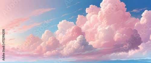 Soft pink cloud background. Generative AI