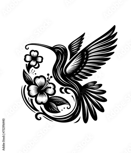 colibri or humming bird isolated vector illustration