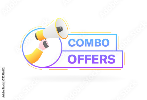Combo Offers banner icon. Flat style. Vector icon