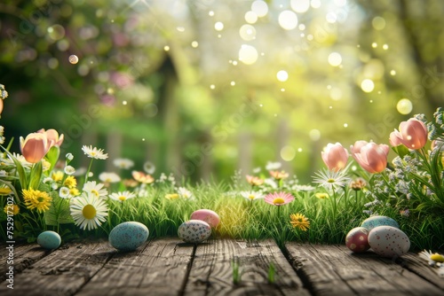 Colorful Easter Egg Basket Easter ribbon. Happy easter Pastel soft pink bunny. 3d easter blessing hare rabbit illustration. Cute Easter table runner festive card wallpaper easter lawn decorations