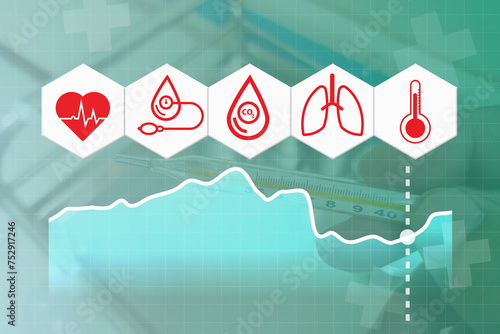  icon vital signs, blood pressure, cardiogram, clinic, doctor, electrocardiogram, 5 basic medical vital signs, vital signs monitoring, vital signs monitor,Health service concept and medical technology