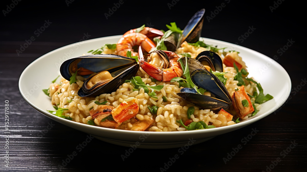 Mediterranean risotto with shrimps, mussels, octopus Mediterranean risotto with shrimps, mussels, octopus