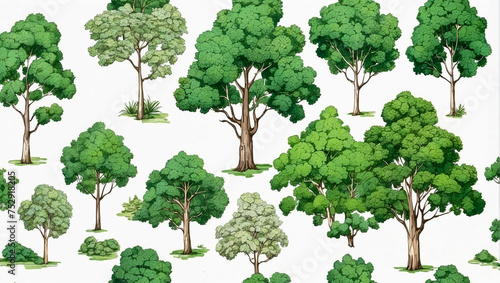 Green tree pattern. Generative AI.