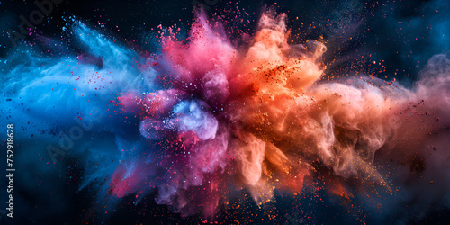 Explosion textured Spring Feel blue aqua red yellow violet dust powder Freeze motion Colorful background