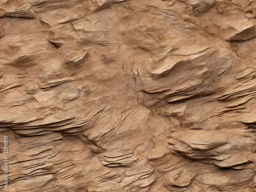 Light brown rock texture. Rough mountain surface. Close-up. Beige stone background with space for design. Web banner. Wide. Panoramic. Sandstone. Solid, rocky, slate.