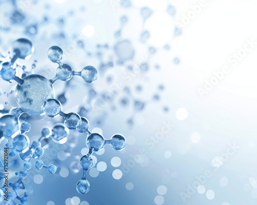 abstract background 3d image of scientific molecules Spacious layout Bright and subtle atmosphere White and blue tone