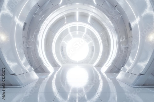 futuristic space 3d render illustration 2b12 in the style of light white and light silver