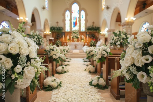 Luxurious Wedding Hall in church. Generative AI