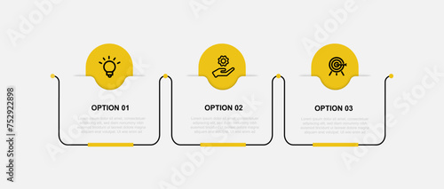 Business template vector infographic element with 3 step line connected