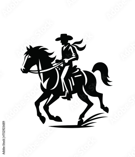 Cowboy on riding horse. Wild west isolated vector illustration. © Almaz