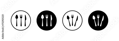 Cutlery icon set. Linear and silhouette style. Vector icons