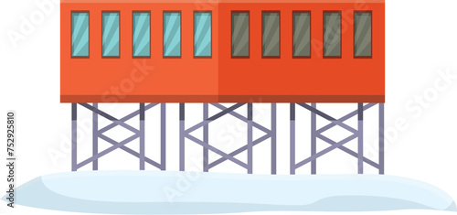 House arctic stand icon cartoon vector. Man scientist station. South pole research