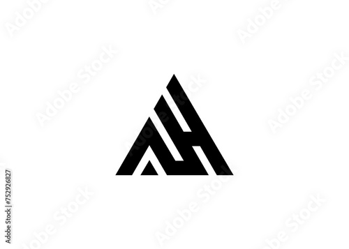 Modern creative A,H initials illustration. Triangle sign geometric logo design template.