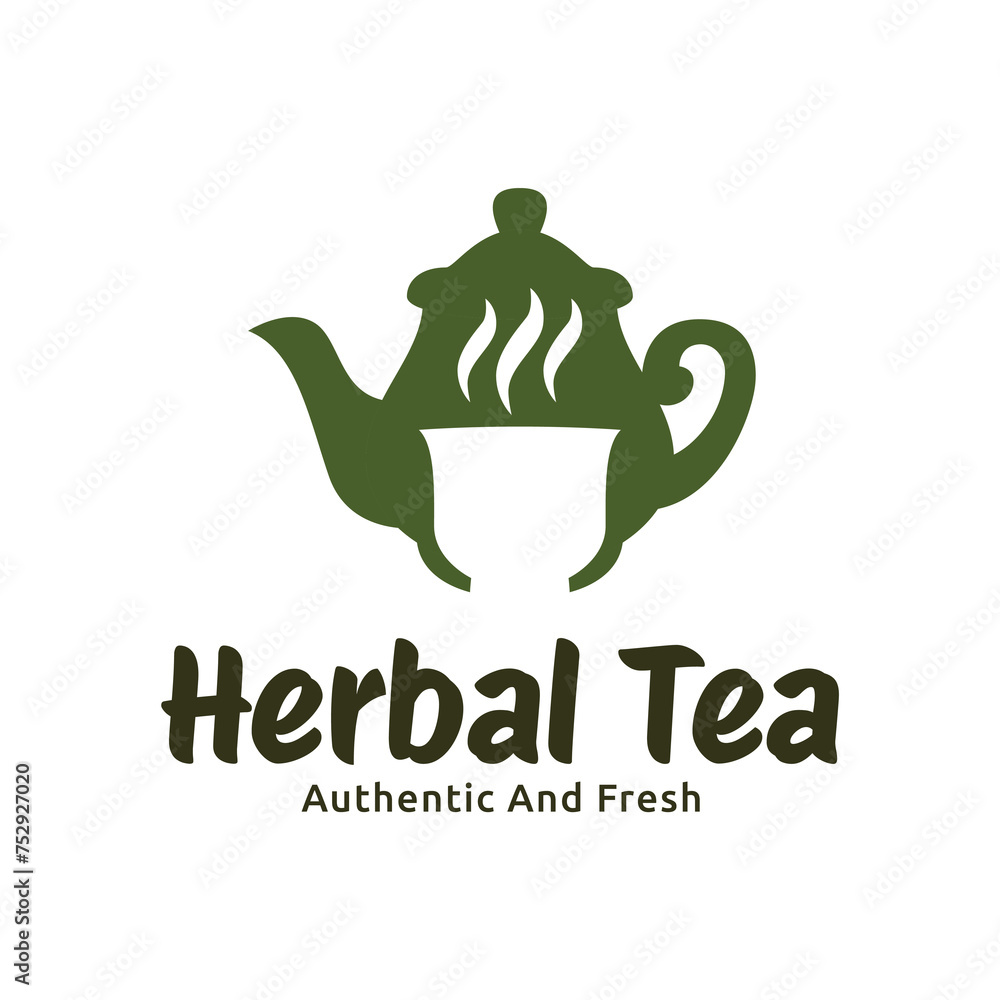 Teapot green tea leaf logo icon design template flat vector. Vector Tea logo isolated on a white background Teapot green tea leaf logo icon design template flat vector. Vector Tea logo isolated on a white background