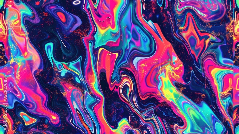 lifelike visuals portraying the mesmerizing allure of iridescent neon hallucinations in seamless patterns. SEAMLESS PATTERN