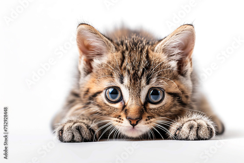 Curious Bengal kitten  its eyes full of playful mischief. Isolated on transparent background.  