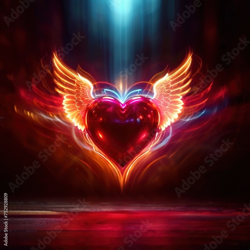 Flying hearts with wings swift fast love and romance
