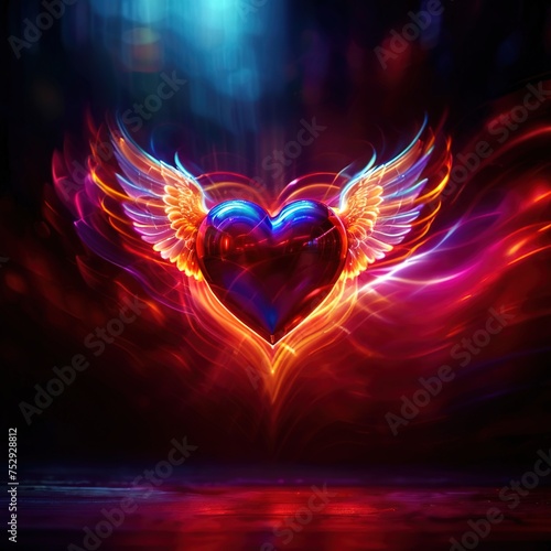 Flying hearts with wings,swift fast love and romance