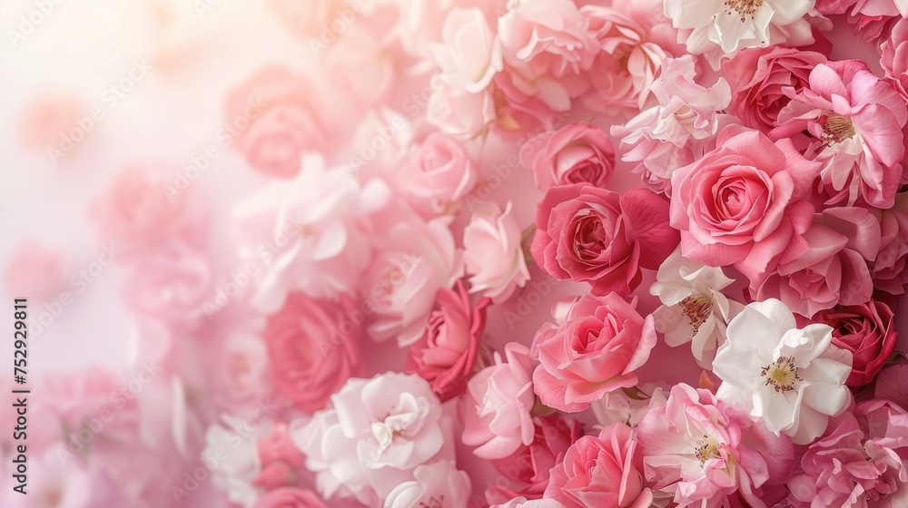 Obraz premium a pink rose flower against a white background, epitomizing the beauty of spring nature with ample empty space for text.