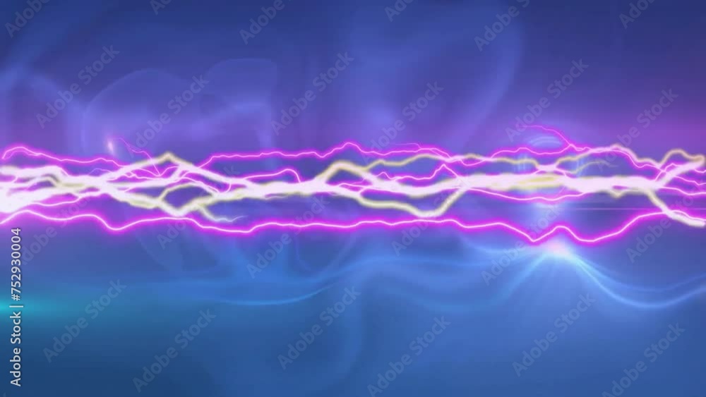 Animation of electric glowing trails over blue background Animation of electric glowing trails over blue background