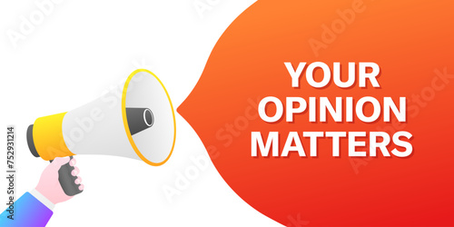 Your opinion matters banner. Pop art flat banner. Vector icon