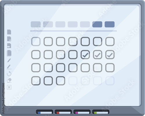 Calendar interactive board icon cartoon vector. Computer multimedia. Educator media