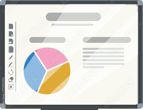 Media pie chart monitor icon cartoon vector. Interactive board. Electronic media