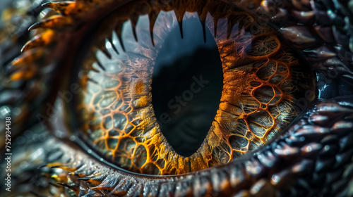Macro photo of dragon iris, revealing intricate patterns and the