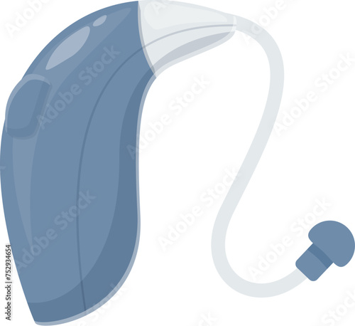 Blue color hearing aid icon cartoon vector. Noisy level volume. Analogical surgical equipment