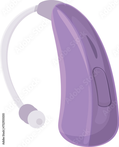 Violet hearing aid icon cartoon vector. Loss sound ear. Organ care styles