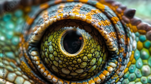 Macro photo of Chameleon iris, revealing intricate patterns and
