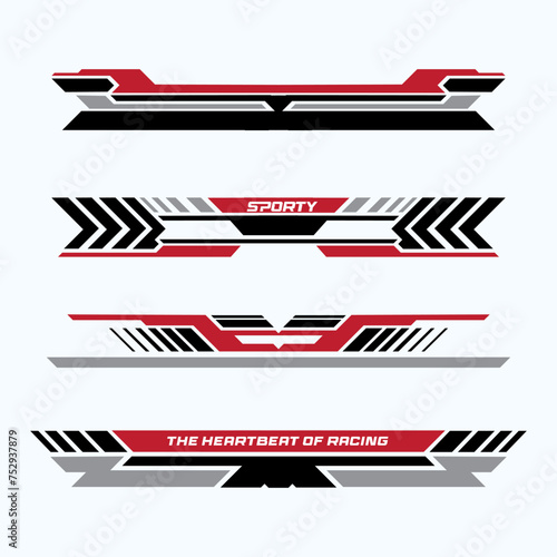 Sport racing stripes car stickers. modification body speed and drift vinyl decal for car bike and truck. Vector race car stickers isolated set